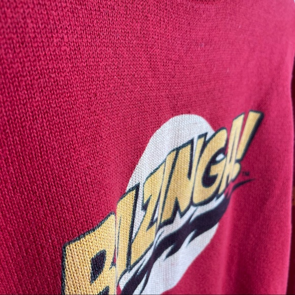 Men’s Big Bang Bazinga Sheldon Red Yellow Black Sweater - Picture 5 of 6